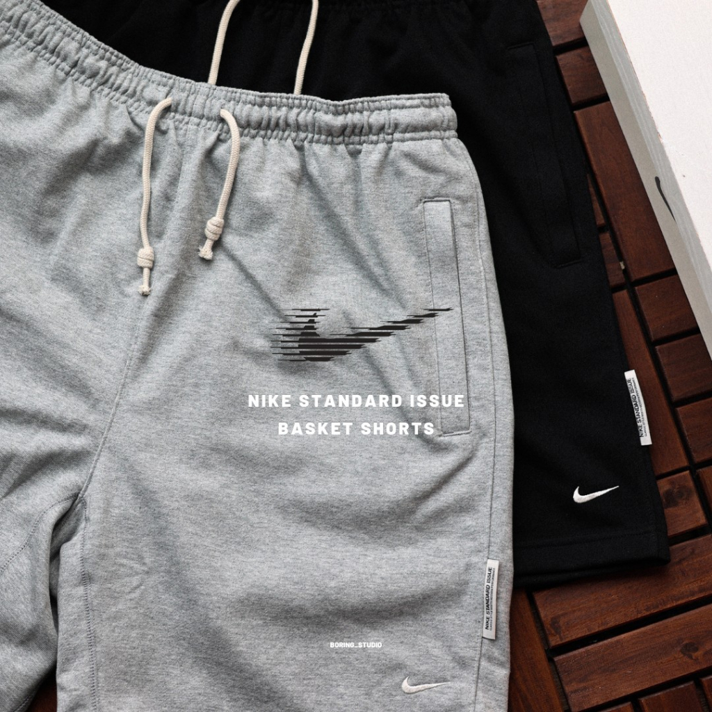 【Boring】Nike Dri-FIT Standard Issue 排汗 棉短褲 短褲 側邊拉鍊口袋 黑色 灰色