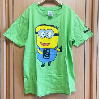 小小兵Minions男童女生純棉短袖T恤上衣T-shirt螢光綠160公分