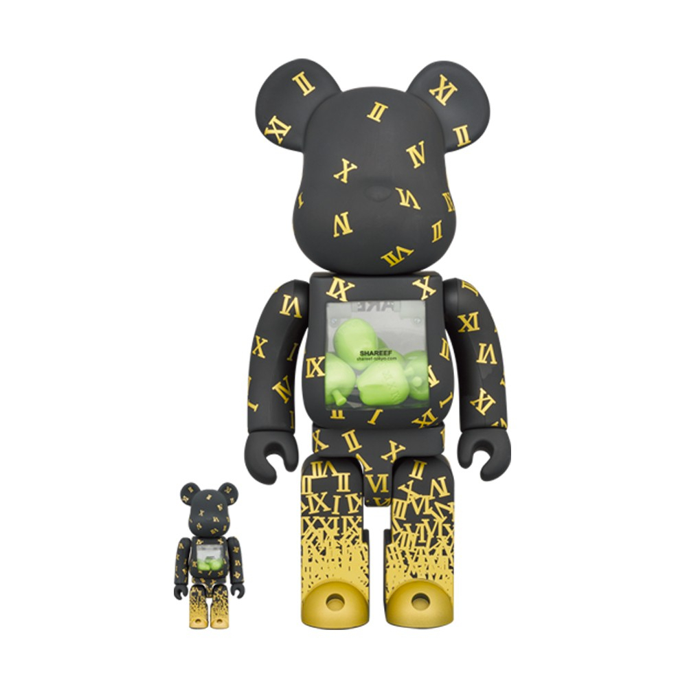 【LunaShop 現貨】BE@RBRICK SHAREEF 3 400%+100% 黑金 蘋果熊