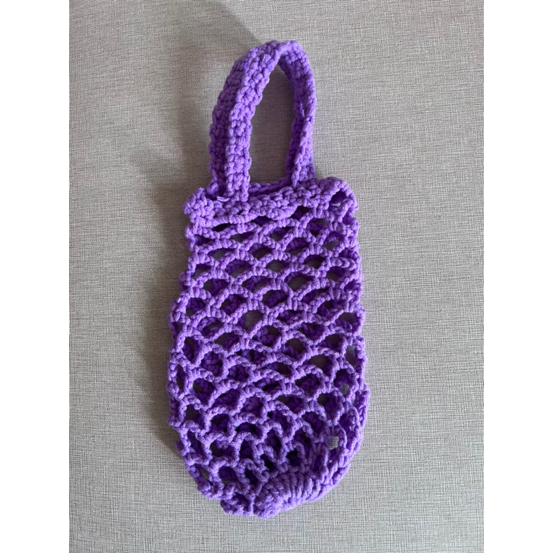 手工編織紫色水壺提袋