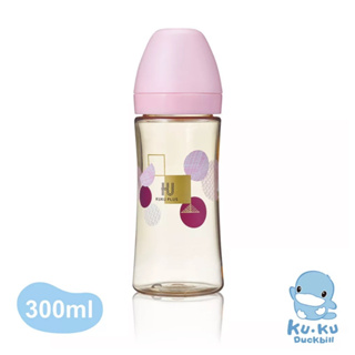 KUKU酷咕鴨PLUS PPSU防脹氣仿親餵奶瓶(300ml/160ml)/KU⁺-仿親餵奶嘴-寬口十字(雙入)