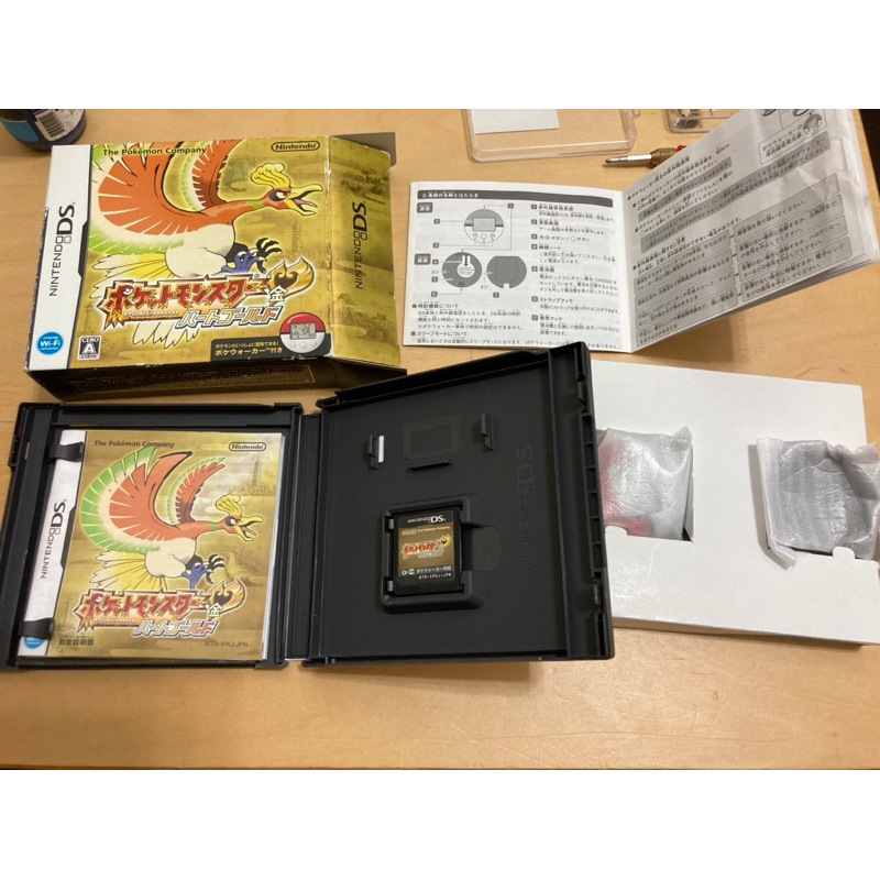 日版DS 寶可夢/神奇寶貝 心金/心靈金 遊戲卡帶+計步器 完整盒書