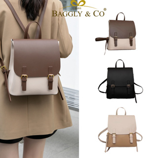 【BAGGLY&CO】索邦文青撞色真皮背包 後背包 女生包包 側背包 斜背包 手提包 包包女生 牛皮包