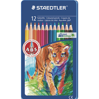 STAEDTLER 施德樓 油性 六角 色鉛筆 12色 藍 鐵盒 快樂學園 動物篇 MS145AM12 【金玉堂文具】