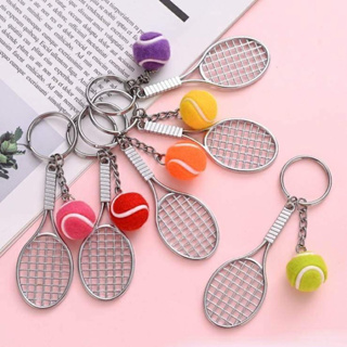 網球拍造型鑰匙圈 體育運動可愛鑰匙扣 迷你球拍掛件 創意金屬情侶吊飾 tennis 包包掛飾鑰匙環 生日禮物
