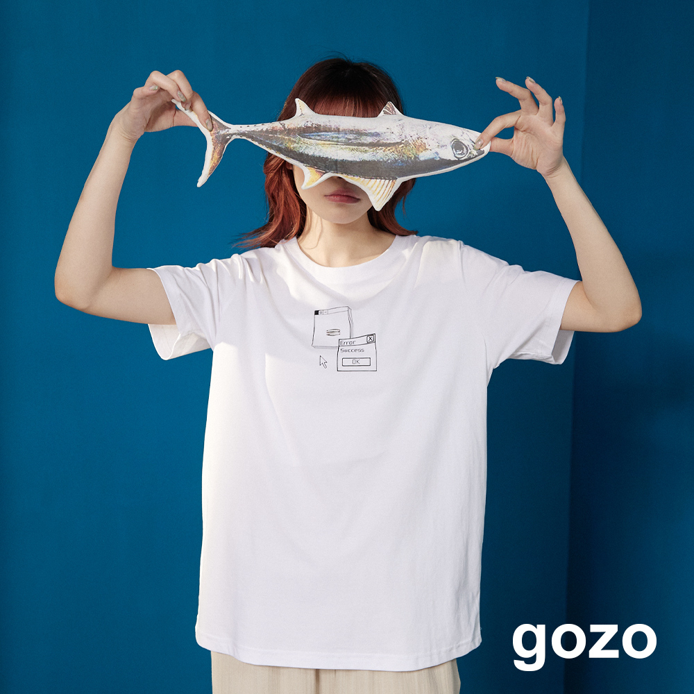 【gozo】上網搜尋gozo印花T恤(白色/深綠_M/L) | 女裝 圓領 休閒
