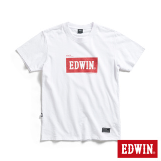 EDWIN EDGE系列 跑車BOX LOGO立體印花短袖T恤(白色)-男款