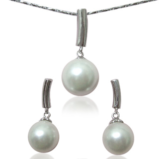 【小樂珠寶】超值二件式套組項鍊耳環(頂級3A南洋深海貝珍珠)