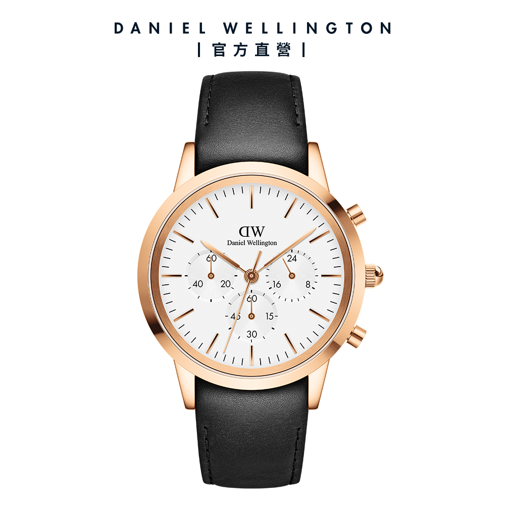 【Daniel Wellington】DW 手錶 Iconic Chronograph 42ｍｍ冰川白三眼皮革錶白錶盤