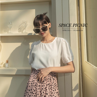 Space Picnic｜圓領雪紡短袖上衣-3色【C23041079】