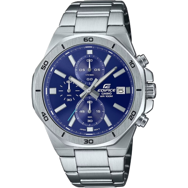 CASIO 卡西歐 EDIFICE 八角運動計時手錶 藍面 EFV-640D-2AV  44.3mm