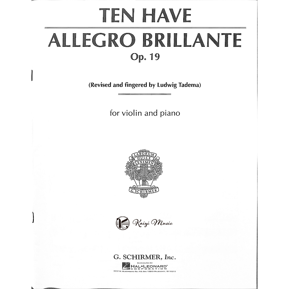 【凱翊︱Schirmer】Ten HaveAllegro Brillante作品19小提琴鋼琴樂譜ViolinPiano