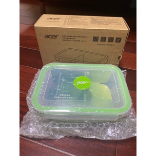 宏碁/acer 股東會紀念品 耐熱玻璃分隔保鮮盒/便當盒