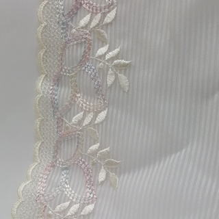 台灣製-手工DIY-1182#寬12公分-無彈性刺繡蕾絲/雙色蕾絲/牙白+多色刺繡