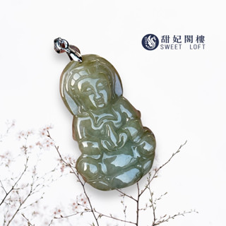 天然翡翠緬甸玉A貨 冰綠觀音玉墜s28