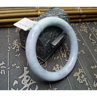 【禾賢行】天然翡翠.緬甸玉.淺紫羅蘭飄綠花翡翠圓骨手鐲-18.4圍.手鐲.H23042800840