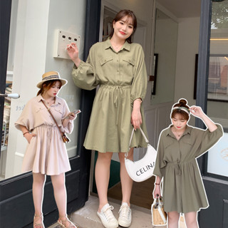 CCGIRL中大尺碼 悠閒慵懶燈籠袖造型連身褲裙(真口袋) 共3色 - 適L～4L《68276》大尺碼女裝中大尺碼連身褲