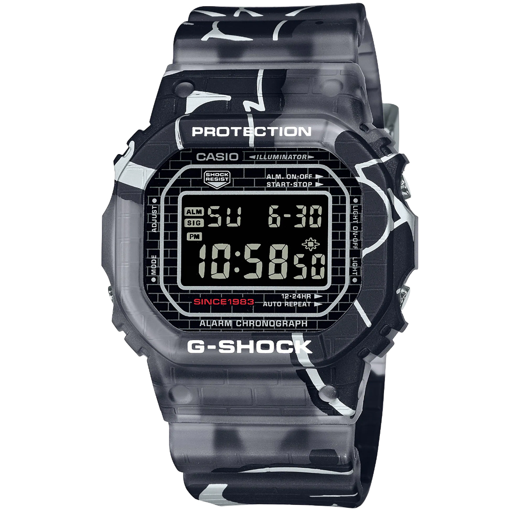 【CASIO】卡西歐 G-SHOCK 塗鴉藝術鬧鈴電子錶 DW-5000SS-1 台灣卡西歐保固一年