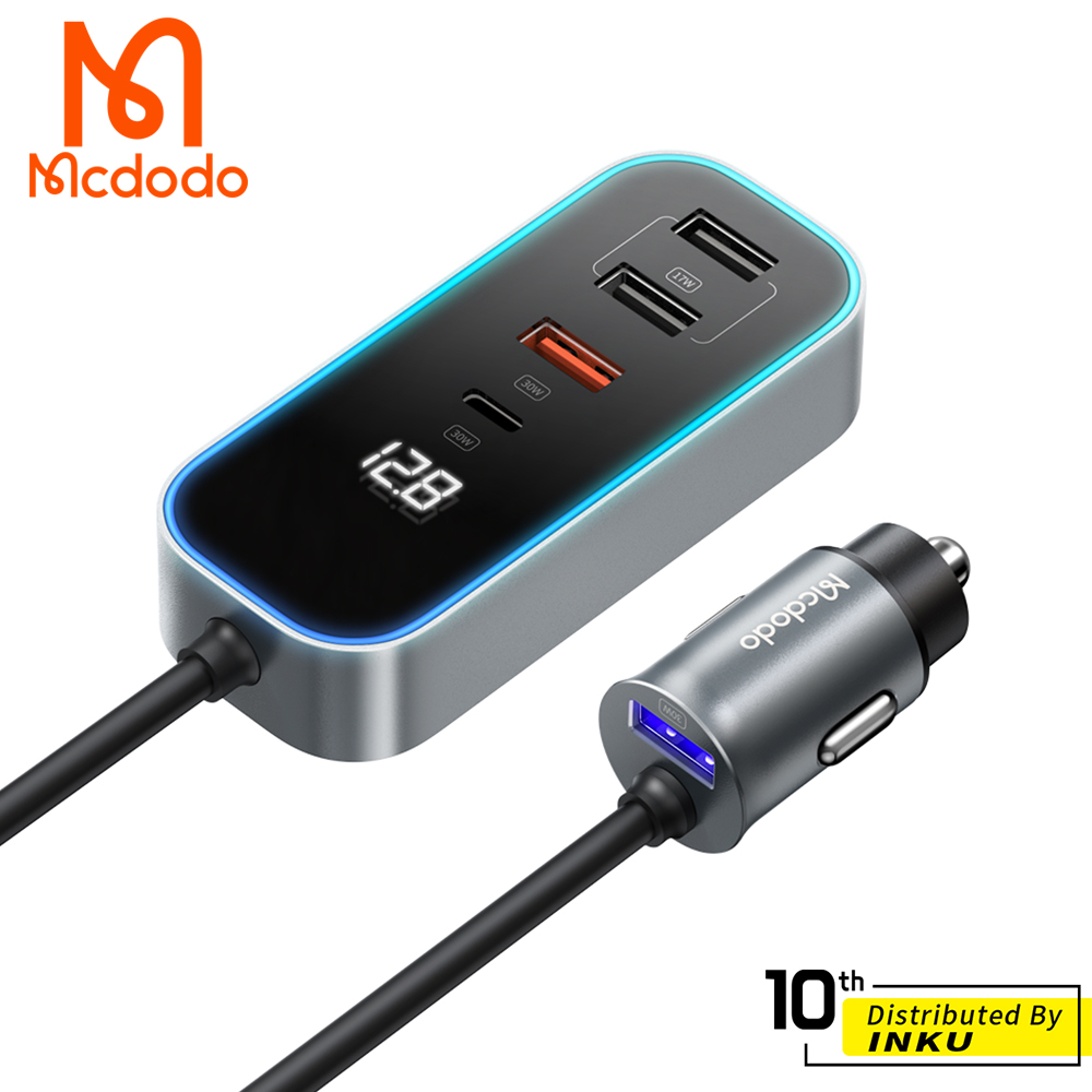 Mcdodo 麥多多 閃速 五孔 PD+QC 107W 車用充電器 車充 快充 閃充 充電頭 點菸孔 1.5M 公司貨