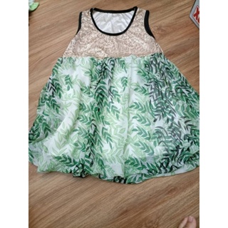 女童125-135cm 綠色無袖小洋裝