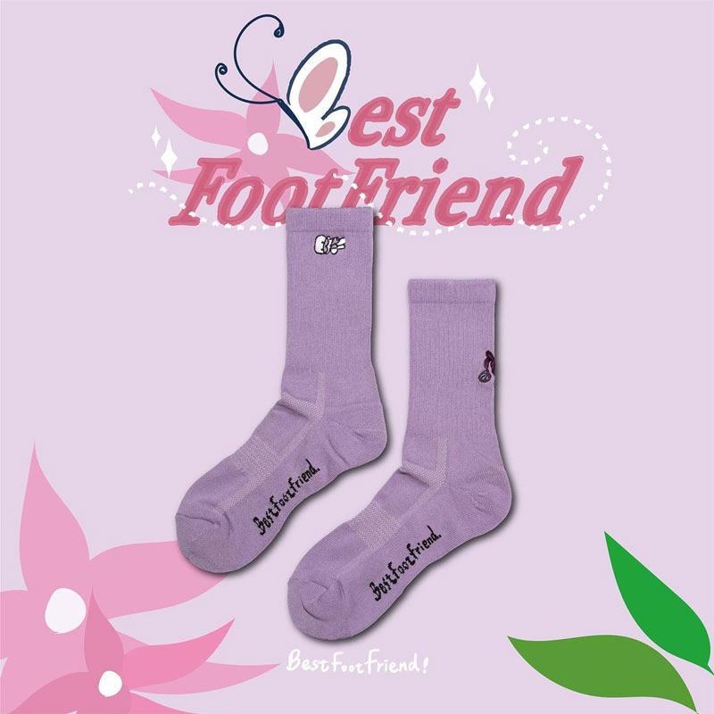 BEST FOOT FRIEND BF23006-PL BUTTERFLY 蝴蝶字母 BFF 中筒襪 小腿襪 (紫色)