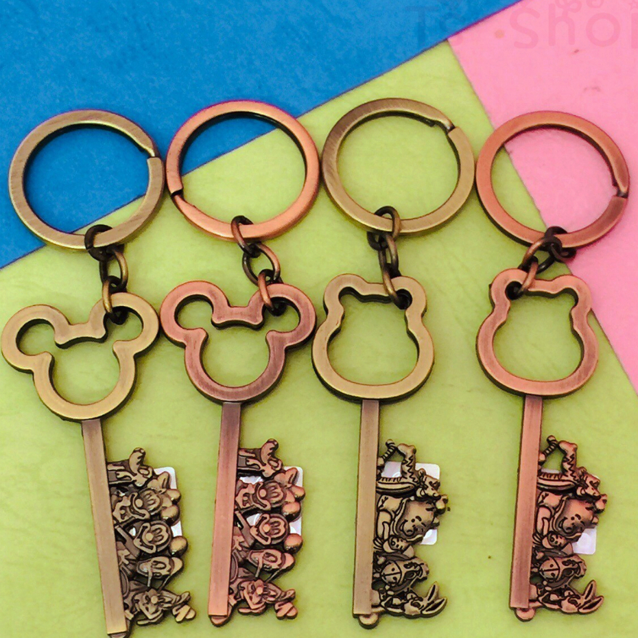 【Ts Shop】迪士尼 米奇 小熊維尼 復古鑰匙圈 鑰匙圈 吊飾 機車鑰匙圈 摩托車鑰匙圈 玫瑰金鑰匙圈 古銅色鑰匙圈