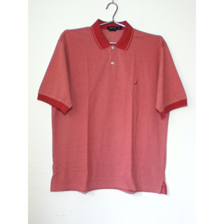 大尺碼男裝 (胸寬約63公分) -Nautica 紅白格紋 短袖Polo衫 L號 9成新