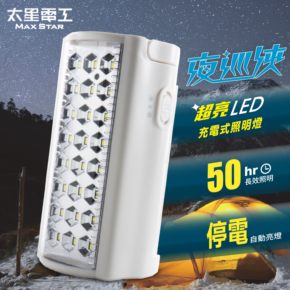 【太星電工】夜巡俠超亮LED充電式照明燈 停電/颱風/露營/中秋烤肉/緊急照明燈/停電自動照明IF600(3入)