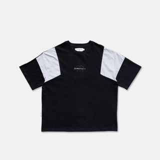 Text Mixed Patch T-shirt_Black 標語拼接 T 恤_黑色