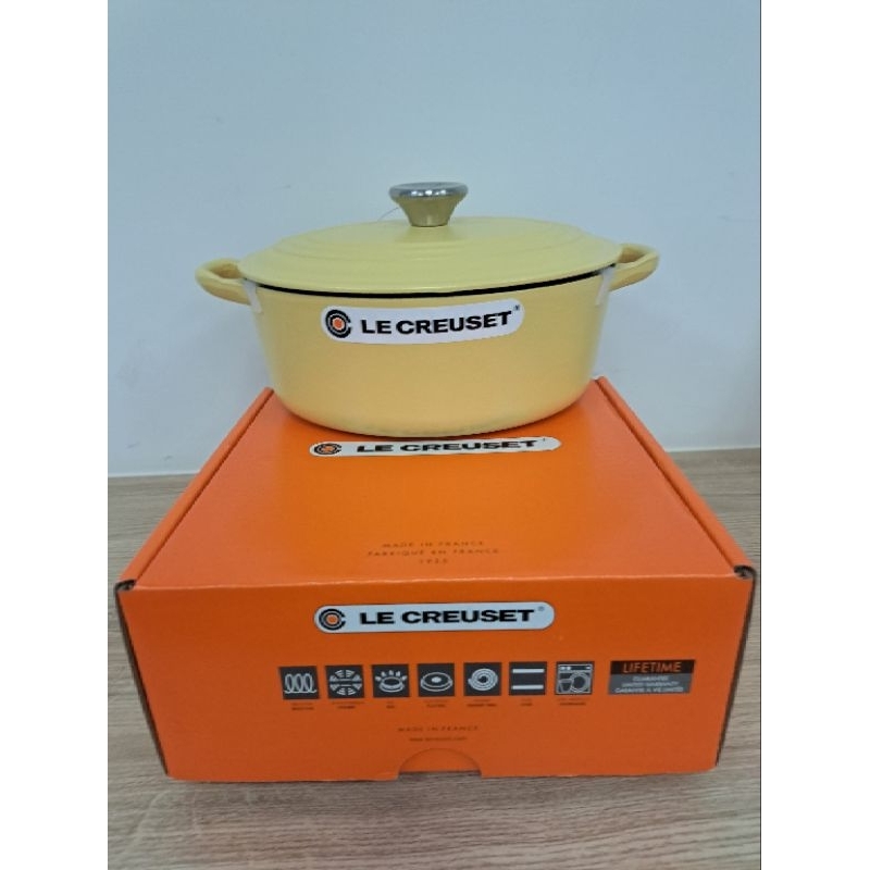 【Le Creuset】琺瑯鑄鐵鍋橢圓鍋23cm+圓盤，全新