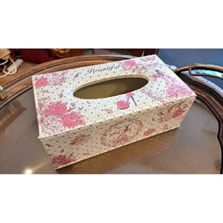 歐式古典玫瑰水鑽面紙盒～(含運費）