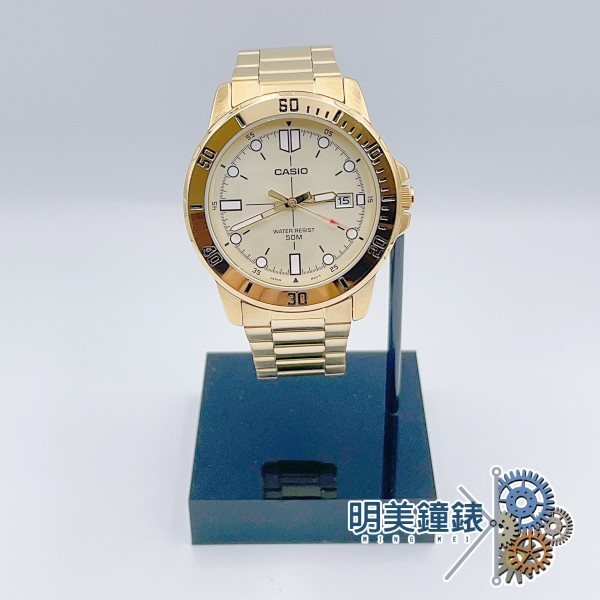 CASIO卡西歐/MTP-VD01G-9E (淺X金)/ 日期顯示/明美鐘錶眼鏡