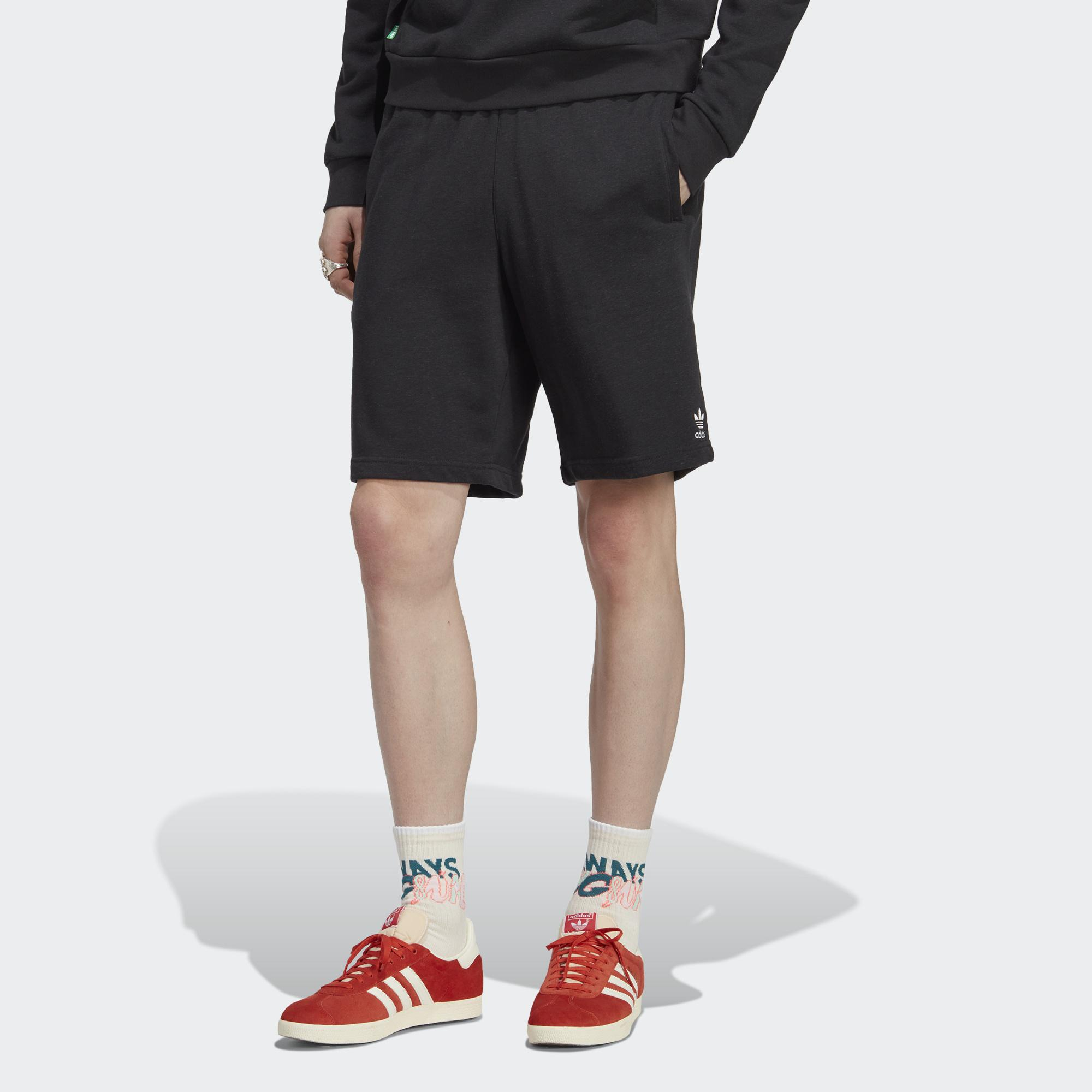 ADIDAS ORIGINALS 愛迪達彈性腰頭黑色短褲 男 毛圈布短褲 HR8617