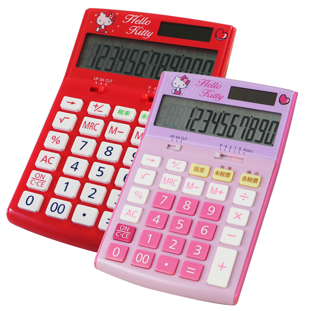 HELLO KITTY商業用12位元稅率計算機 KT-800 (紅色/白色)