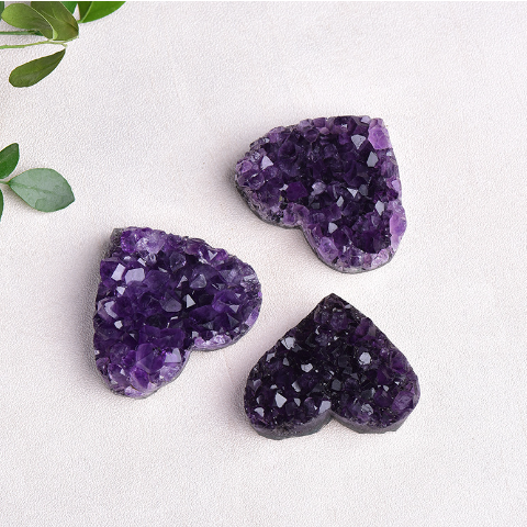 天然烏拉圭紫水晶簇紫晶洞愛心形原石