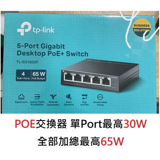 🎀領券65折現貨速出 TP-LINK 5埠 Gigabit 桌上型交換器 含 4 埠 PoE TL-SG1005P V5