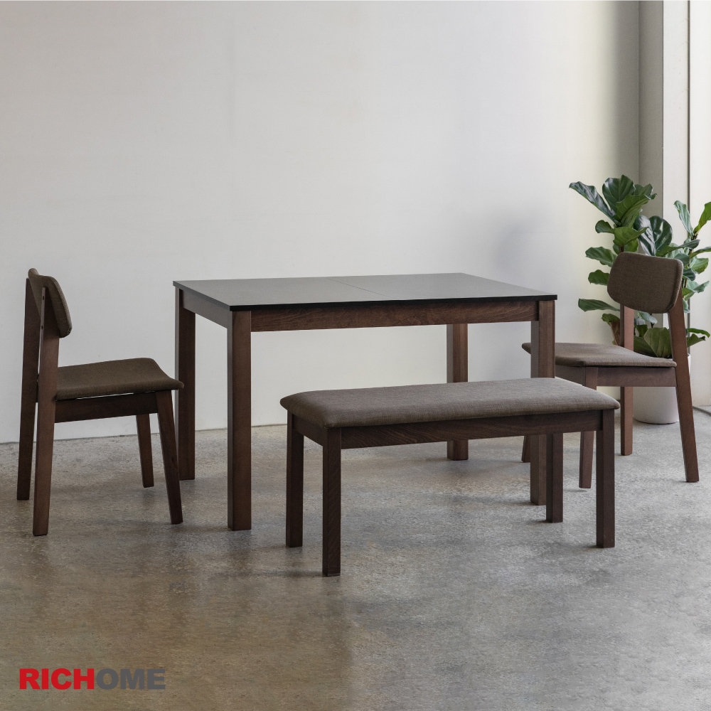 RICHOME 福利品  DS-084 黑麗餐桌椅組(1桌2椅1長凳)   桌子 餐桌 餐椅 餐桌椅組 餐廳 廚房