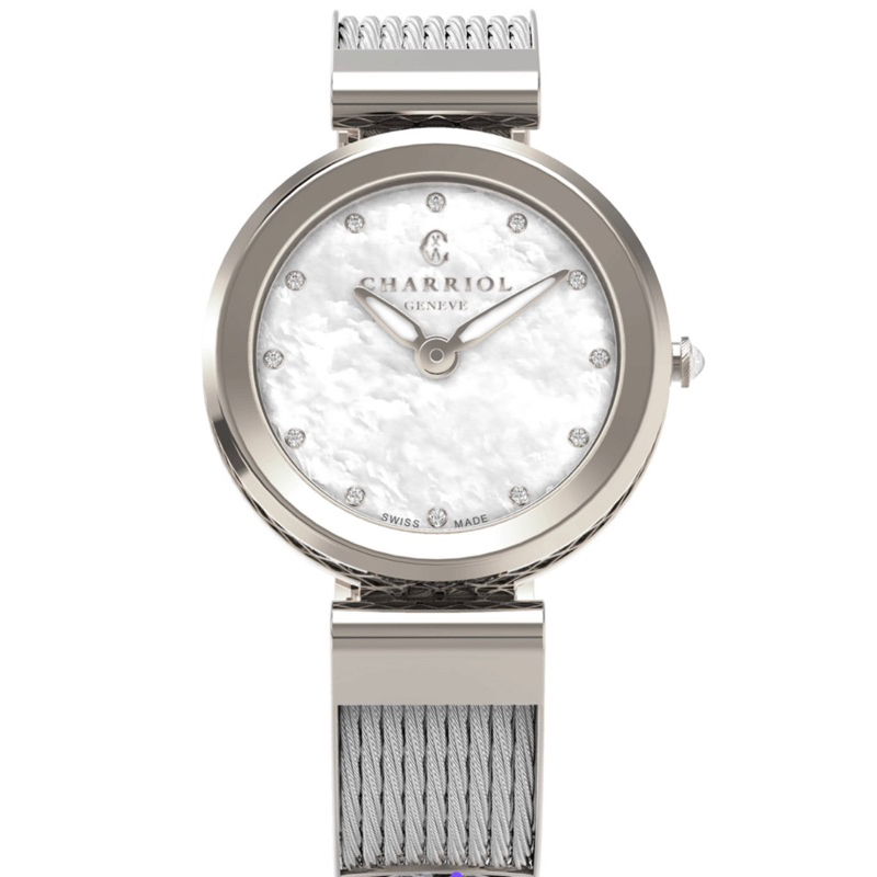 CHARRIOL夏利豪(FE32101000)Forever系列半鋼索經典時尚腕錶/珍珠母貝面32mm