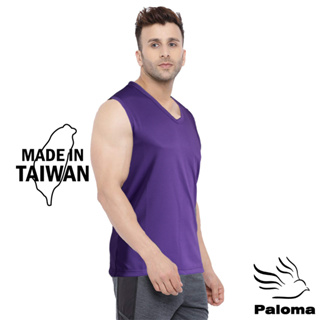 【Paloma】台灣製極涼感網眼排汗背心-紫色 寬肩背心