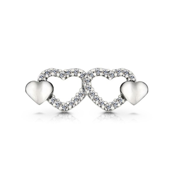 【IR】愛在身邊心型 美鑽 純銀耳環/一對販售