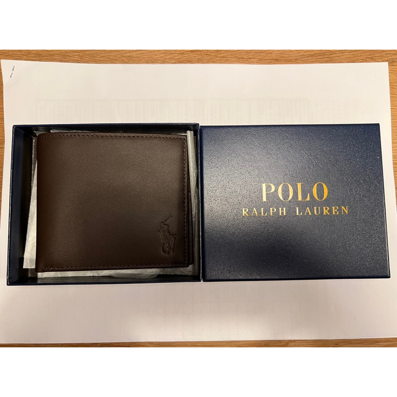 全新 正品 Polo  Ralph Lauren 男生 皮夾 咖啡色