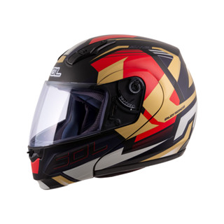 【SOL Helmets】SM-3可掀式安全帽 (原子動力 消光黑/紅金) ｜ SOL安全帽官方商城