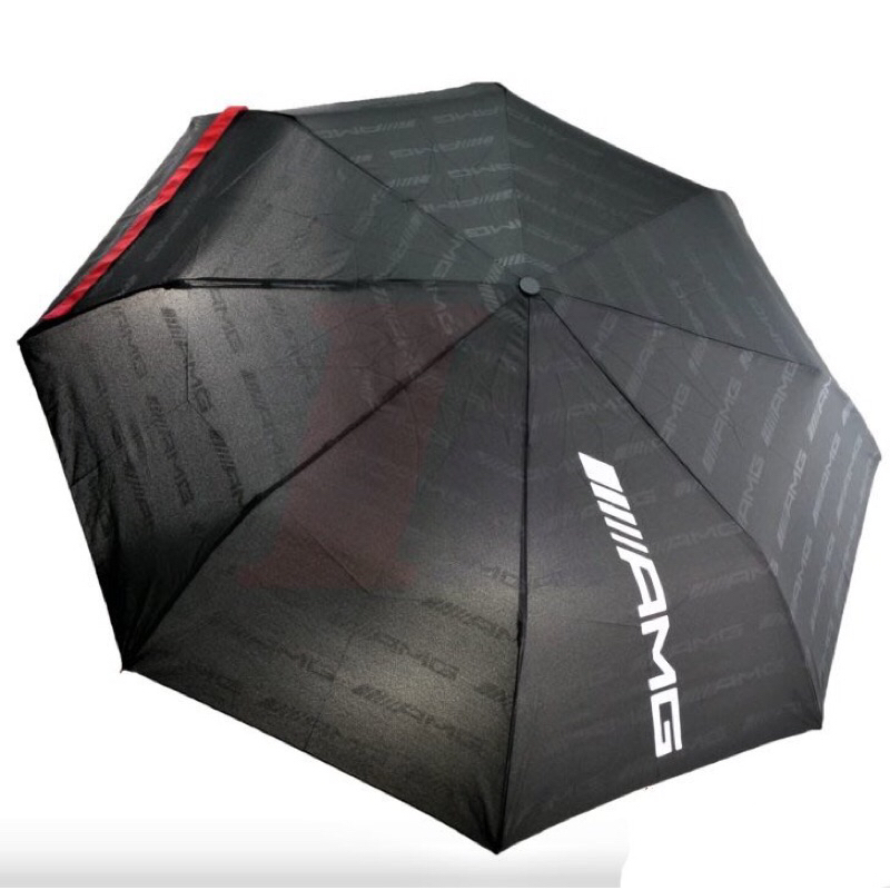 （B&amp;M原廠精品）現貨 德國 賓士原廠最新款 AMG 短柄自動折疊雨傘 遮陽傘 超強防風設計