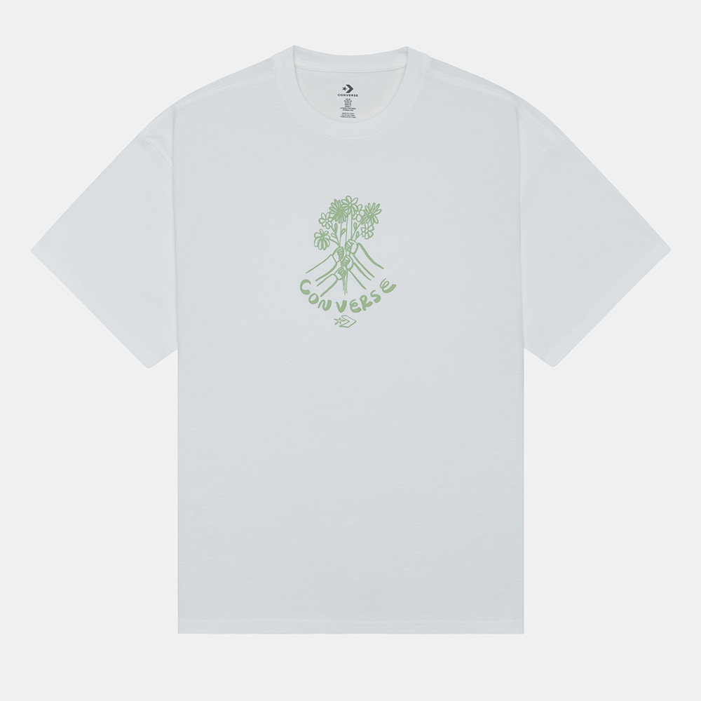 CONVERSE 短袖上衣 FLOWER FRIENDS TEE 男 10024757-A02 花卉系列 白色