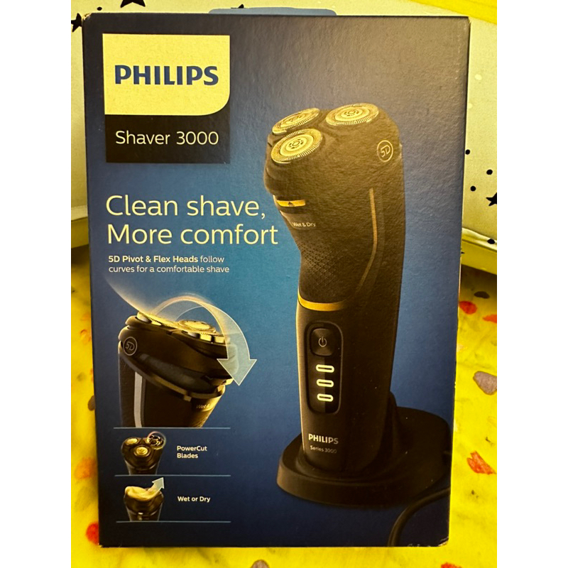 PHILIPS 飛利浦 型男 Shaver series 3000 三刀頭水洗式電動刮鬍刀 （全新未拆封）