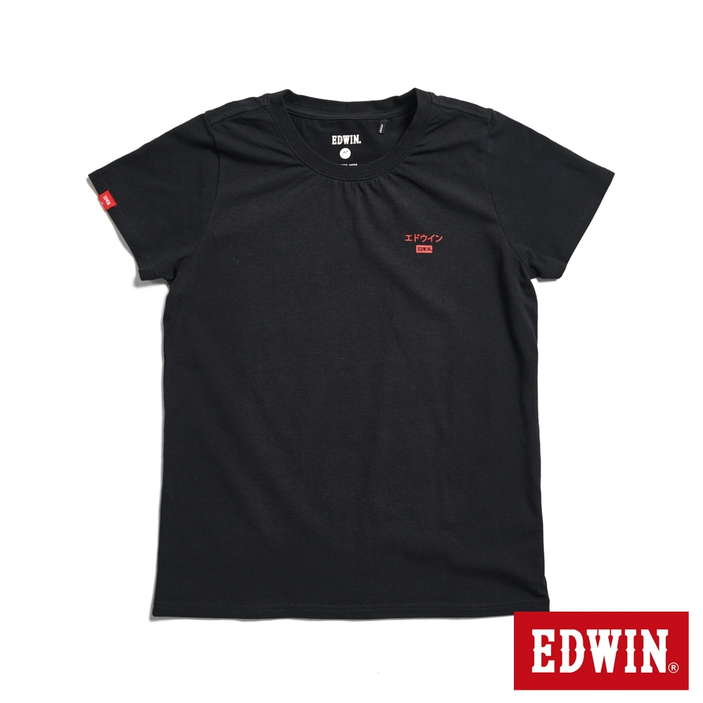 EDWIN 第九代基本LOGO短袖T恤(黑色)-女款