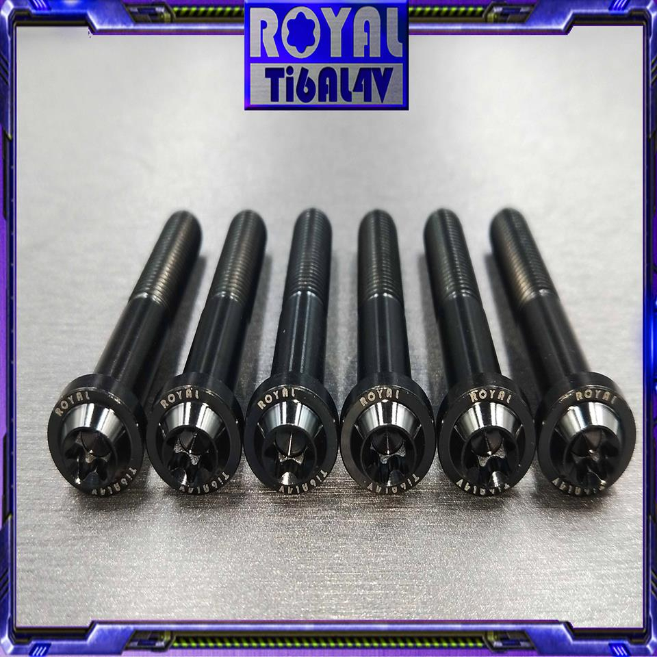 【瘋螺絲】ROYAL鈦合金螺絲★M10*75F P1.5 64正鈦螺絲★CNC鍛造內梅花.內星型螺絲★帝王黑