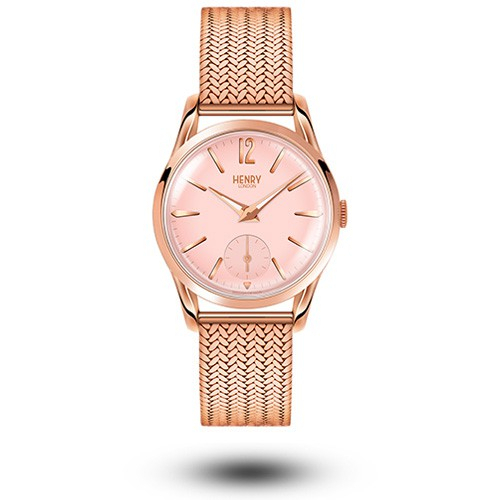 HENRY LONDON英國設計師品牌手錶 | HL30-UM-0164 櫻花粉玫瑰金 復古造型小秒針女錶