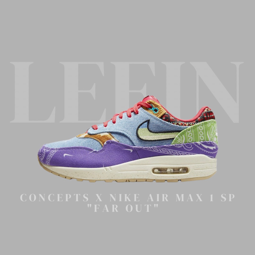 【Leein】CONCEPTS x Nike Air Max 1 sp 紫紅藍腰果花男鞋女鞋慢跑DN1803-500鞋