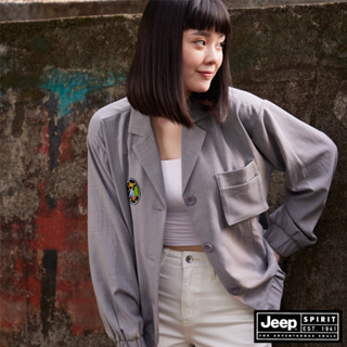 JEEP 女裝 輕薄舒適休閒短版外套-灰色